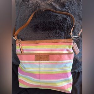 Coach Hampton Daisy Pastel Stripe B0971-F13719 Canvas Shoulder Crossbody Bag